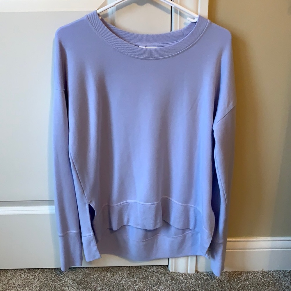 Athleta light blue high low sweatshirt, size small.